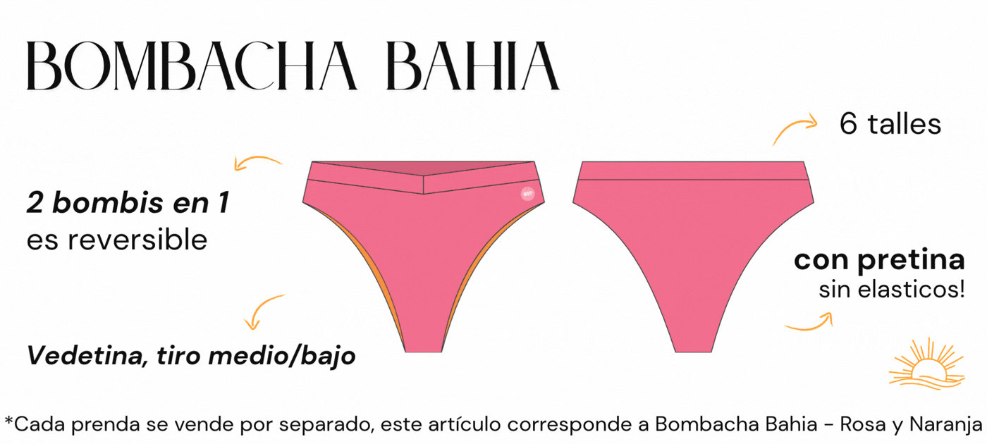 Bombacha reversible vedetina rosa y naranja